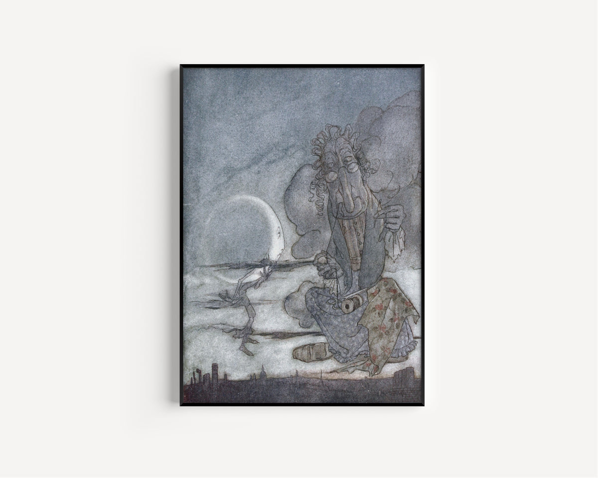 Arthur Rackham — The Moon and Her Mother | Fable Illustration Print