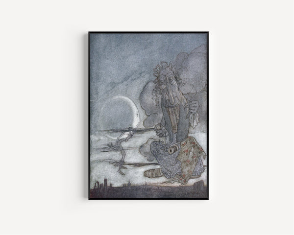 Arthur Rackham — The Moon and Her Mother | Fable Illustration Print