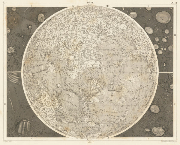 Johann Georg Heck — The Moon | Antique Lunar Map Print
