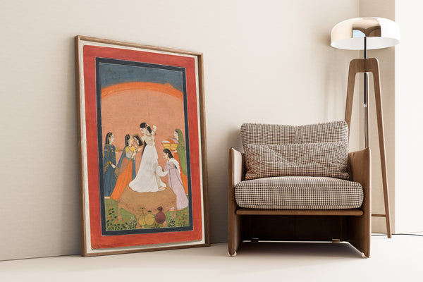 Pahari school — The Morning Toilette | Indian Miniature Painting Print