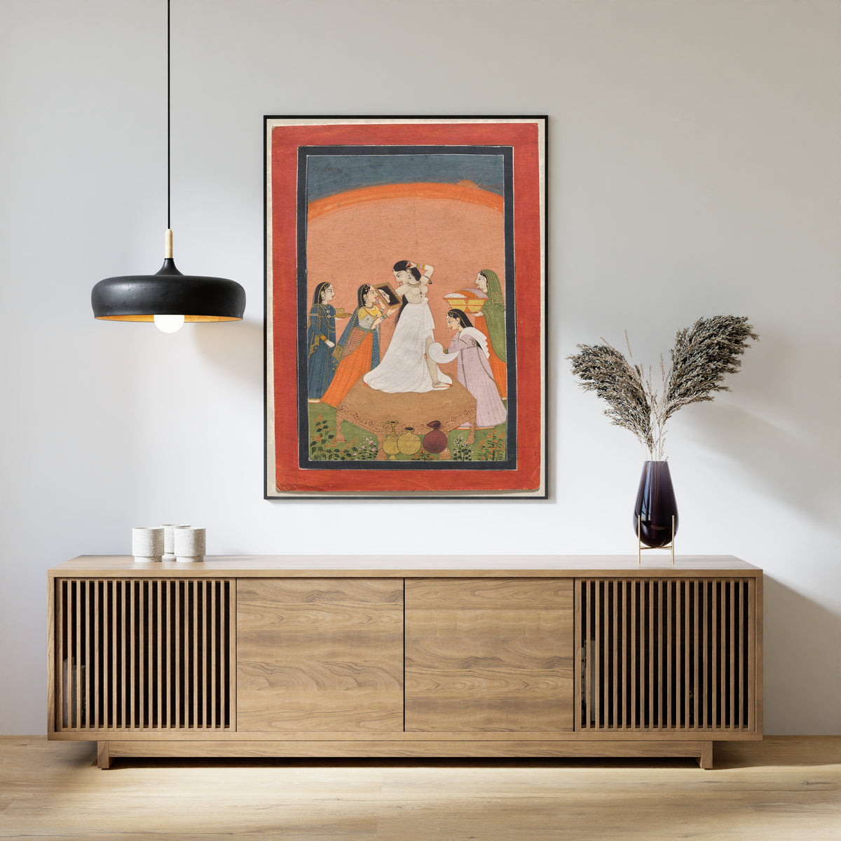 Pahari school — The Morning Toilette | Indian Miniature Painting Print