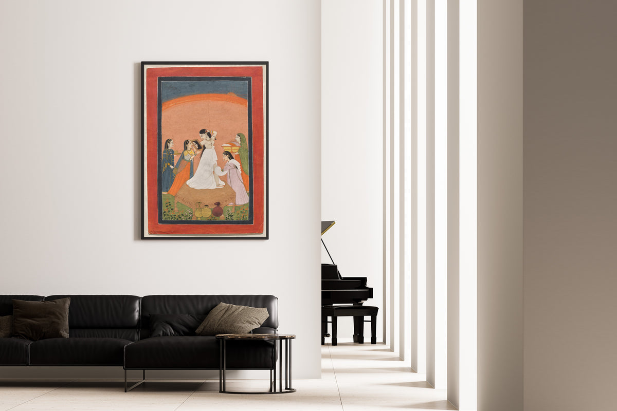 Pahari school — The Morning Toilette | Indian Miniature Painting Print
