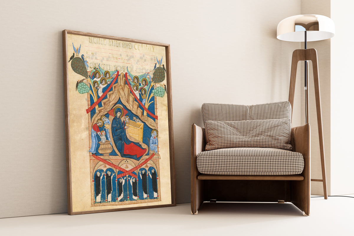 Master of Imola — The Nativity with Six Dominican Monks | Illuminated Manuscript Print