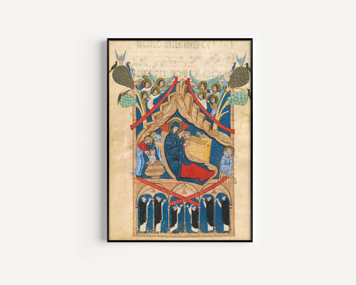 Master of Imola — The Nativity with Six Dominican Monks | Illuminated Manuscript Print
