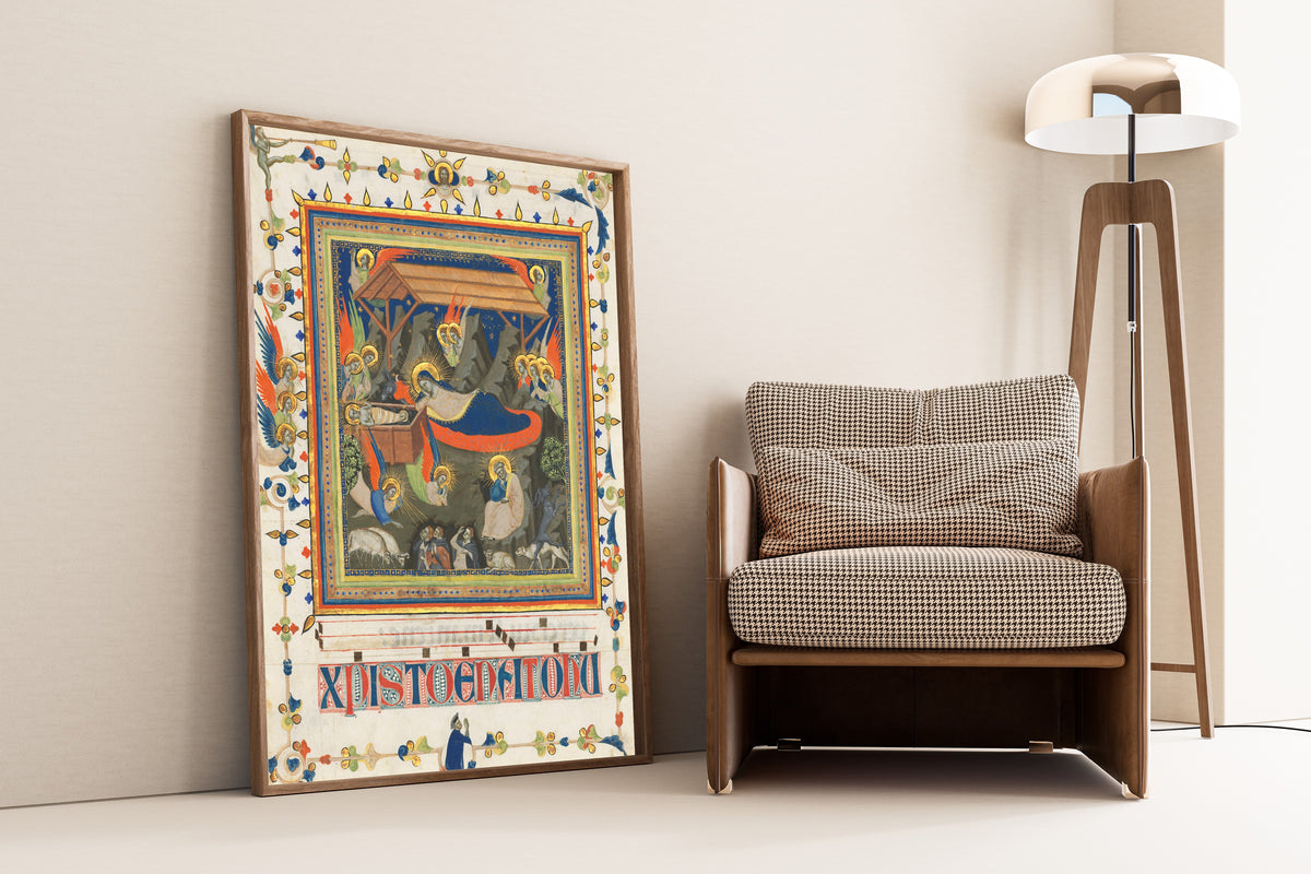 Master of the Dominican Effigies — The Nativity with the Annunciation to the Shepherds | Illuminated Manuscript Print