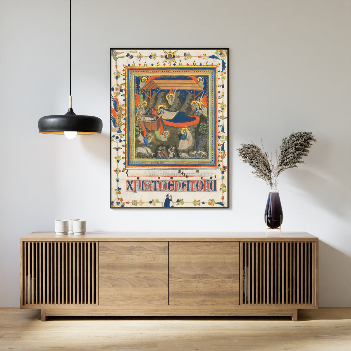 Master of the Dominican Effigies — The Nativity with the Annunciation to the Shepherds | Illuminated Manuscript Print