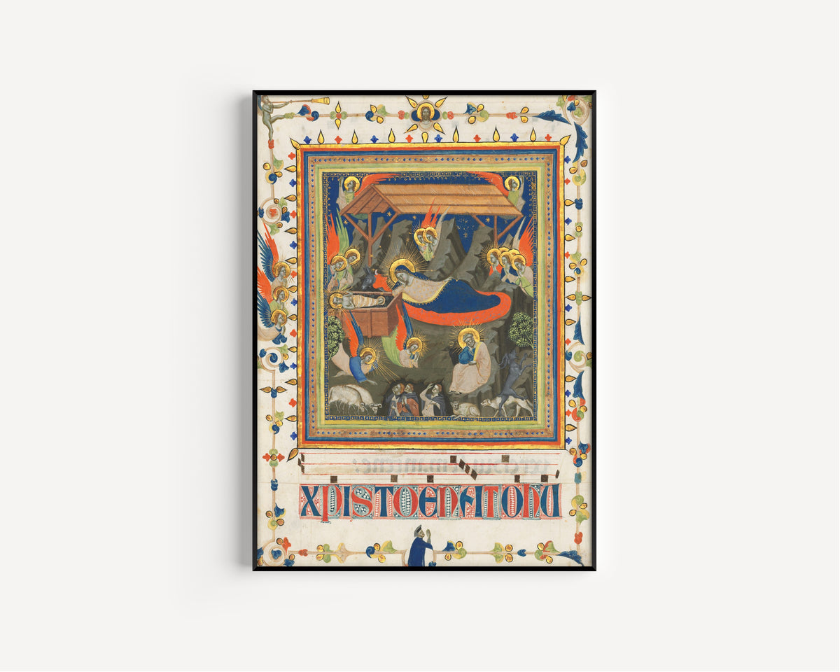 Master of the Dominican Effigies — The Nativity with the Annunciation to the Shepherds | Illuminated Manuscript Print