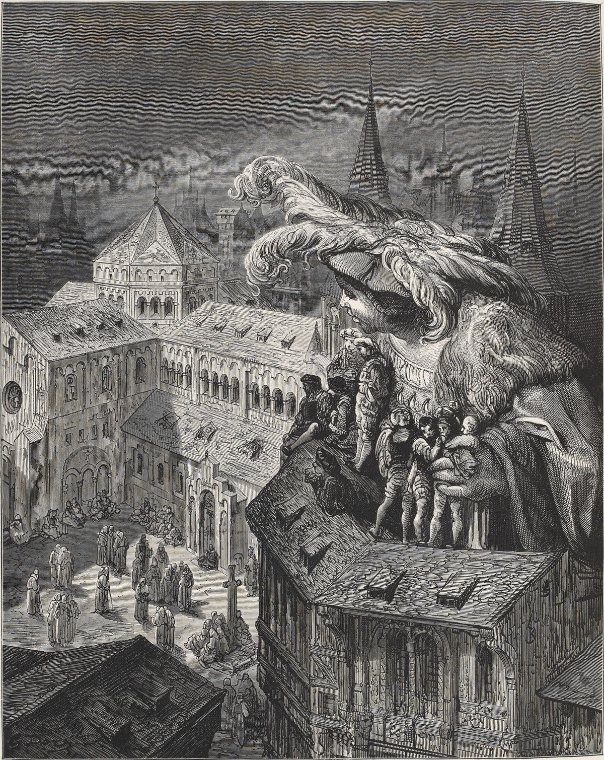Gustave Doré — The New Monastery of the Fredon Friars | Wood Engraving Print
