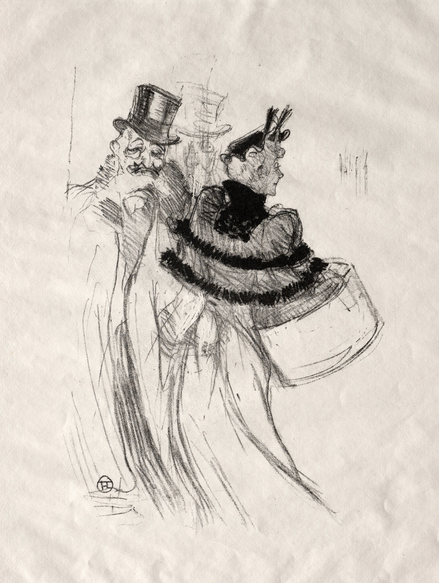 Henri de Toulouse-Lautrec — The Old Gentlemen | Lithograph Print shown to scale on a wall above a sofa