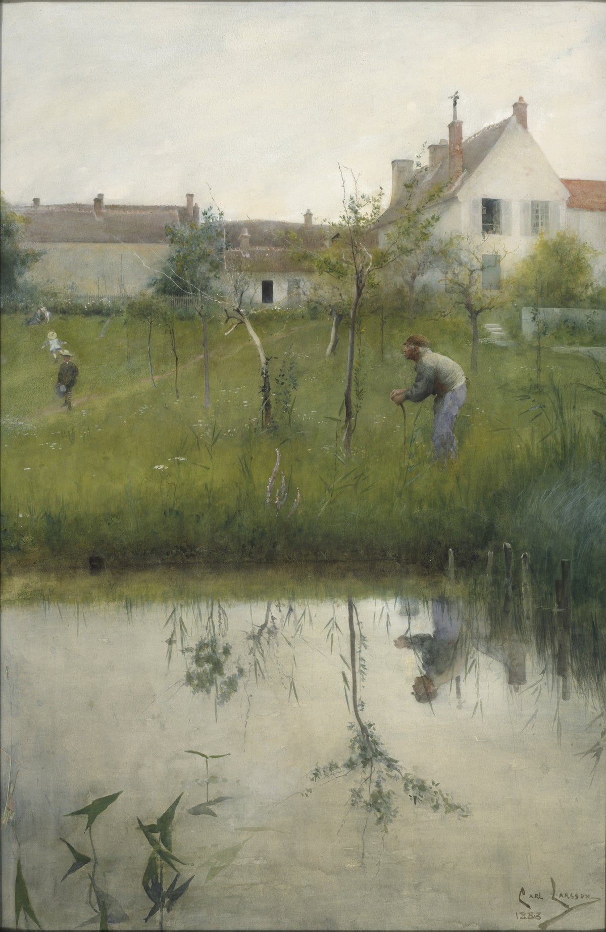 Carl Larsson — The Old Man and the Nursery Garden | Swedish Watercolour Print