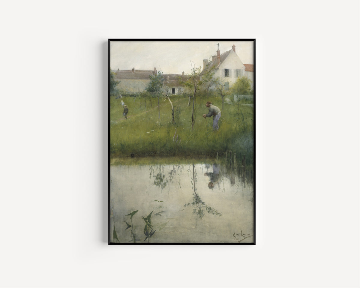 Carl Larsson — The Old Man and the Nursery Garden | Swedish Watercolour Print
