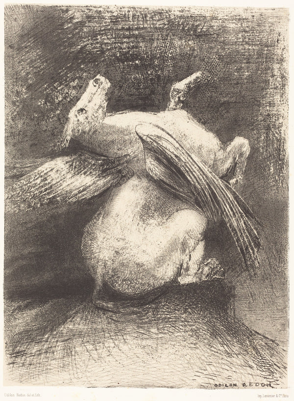 Odilon Redon — The Origins: The Impotent Wing Did Not Lift the Animal into That Black Space | Symbolist Art Print