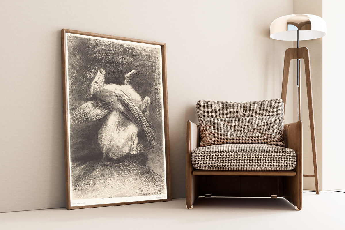 Odilon Redon — The Origins: The Impotent Wing Did Not Lift the Animal into That Black Space | Symbolist Art Print