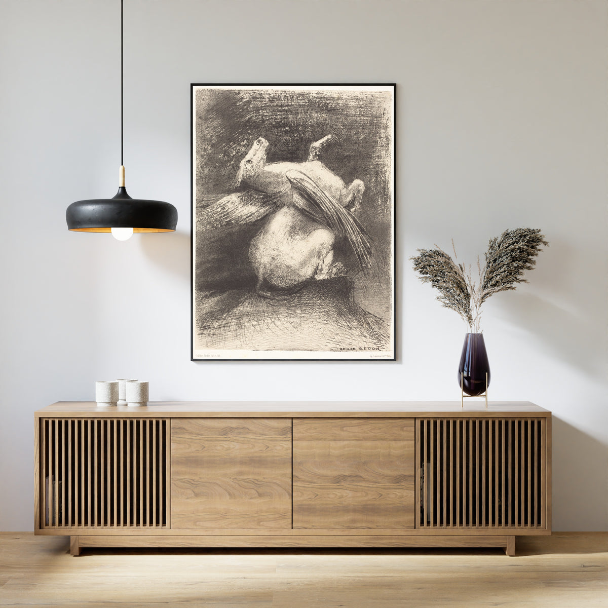 Odilon Redon — The Origins: The Impotent Wing Did Not Lift the Animal into That Black Space | Symbolist Art Print