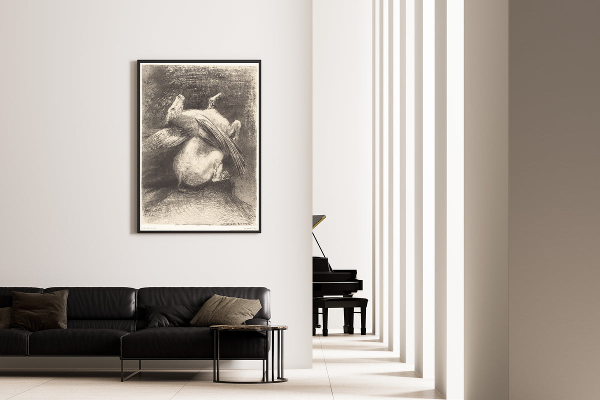 Odilon Redon — The Origins: The Impotent Wing Did Not Lift the Animal into That Black Space | Symbolist Art Print