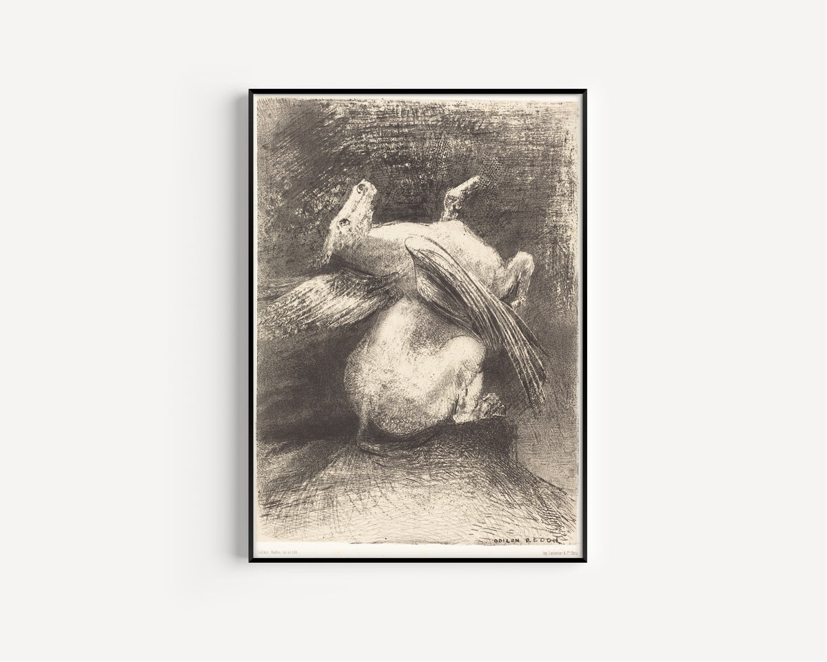 Odilon Redon — The Origins: The Impotent Wing Did Not Lift the Animal into That Black Space | Symbolist Art Print