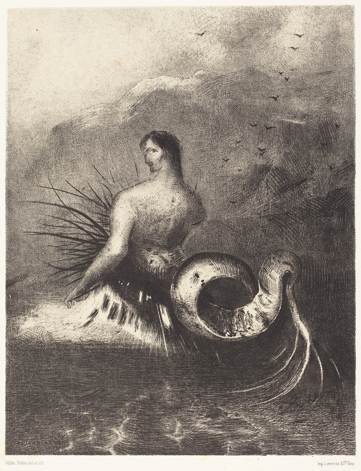 Odilon Redon — The Origins: The Siren, Clothed in Barbs, Emerged from the Waves | Symbolist Art Print