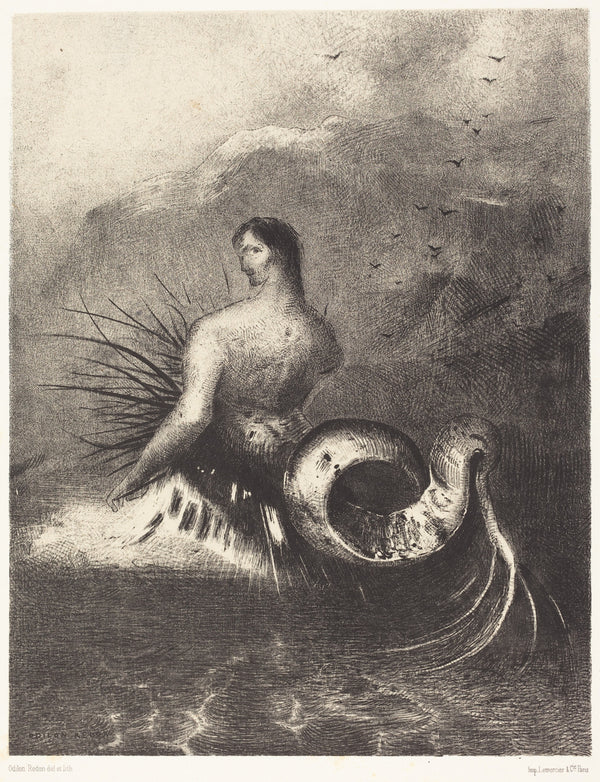 Odilon Redon — The Origins: The Siren, Clothed in Barbs, Emerged from the Waves | Symbolist Art Print