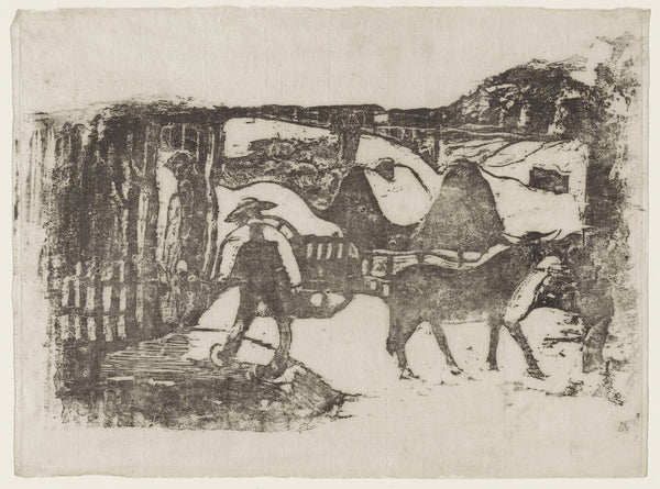 Paul Gauguin — The Ox Cart (Le Char à boeufs) | Woodcut Print