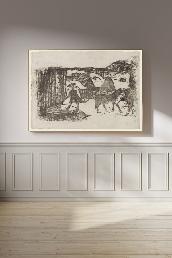 Paul Gauguin — The Ox Cart (Le Char à boeufs) | Woodcut Print