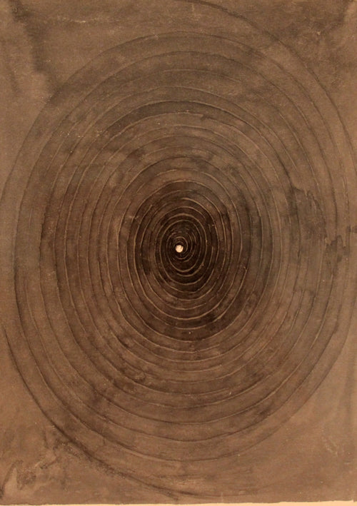 The Parsifal Series, No. 1 by Hilma af Klint — Concentric rings spiral inward to a point of light in a dark wash