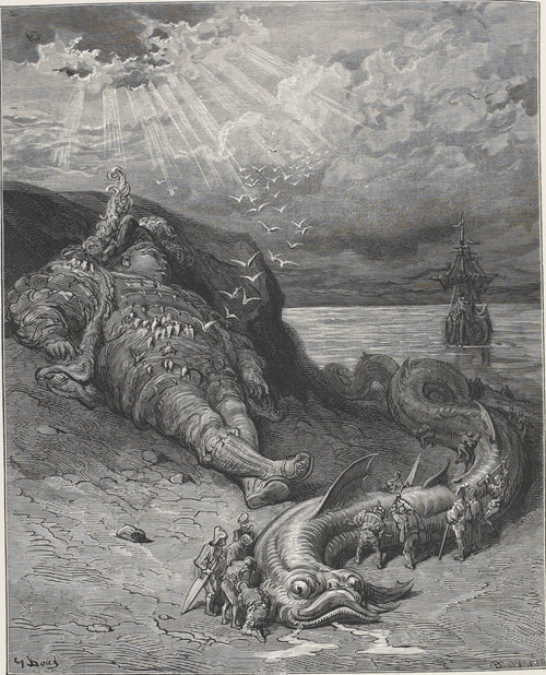 Gustave Doré — The Physeter Brought Ashore | Wood Engraving Print