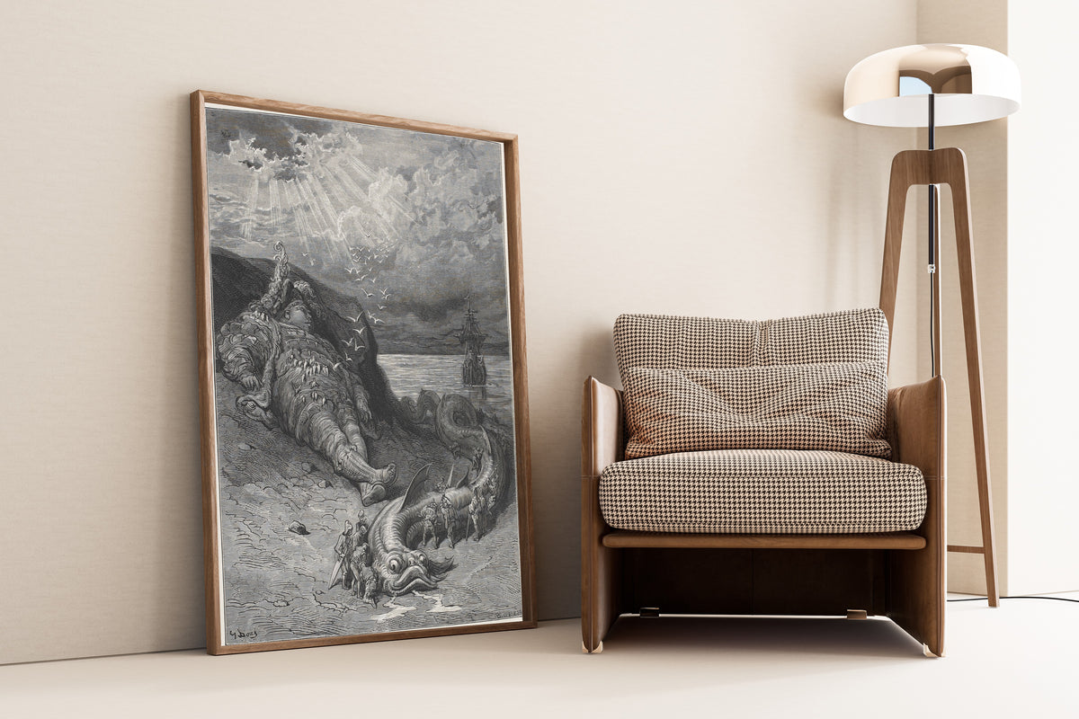 Gustave Doré — The Physeter Brought Ashore | Wood Engraving Print