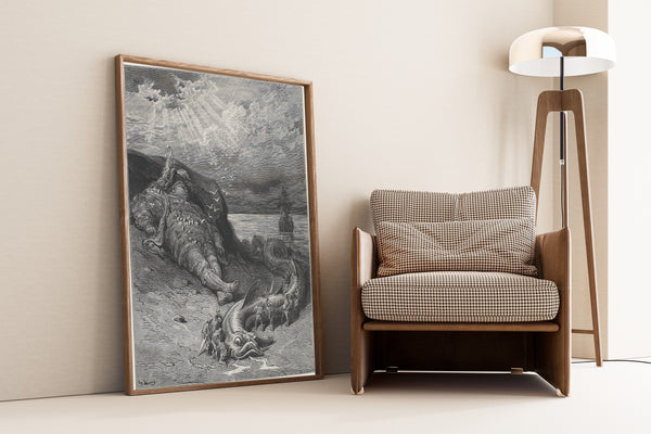 Gustave Doré — The Physeter Brought Ashore | Wood Engraving Print