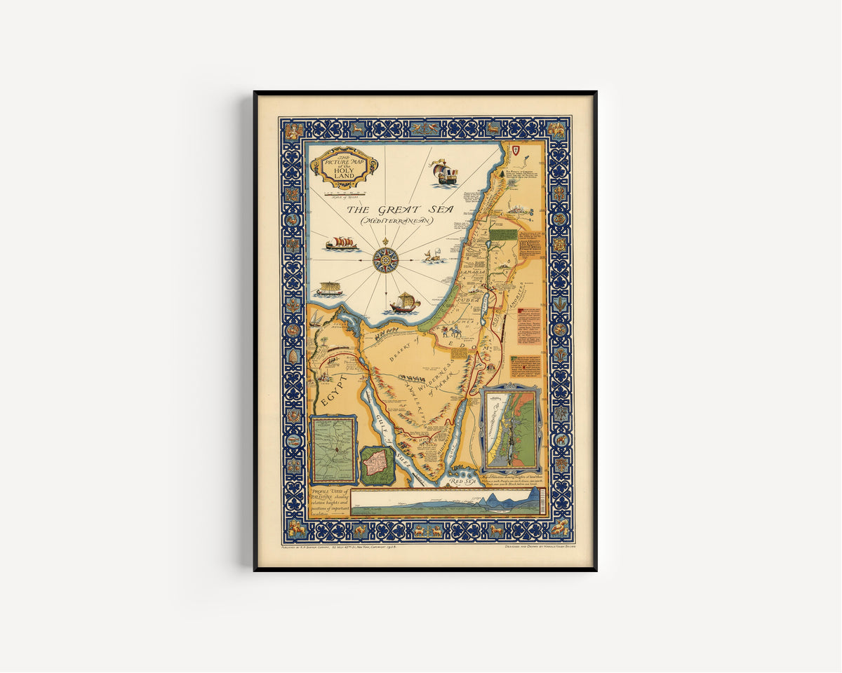 Harold Haven Brown — The Picture Map of the Holy Land | Vintage Pictorial Map Print