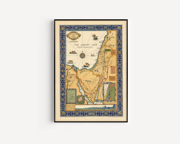 Harold Haven Brown — The Picture Map of the Holy Land | Vintage Pictorial Map Print