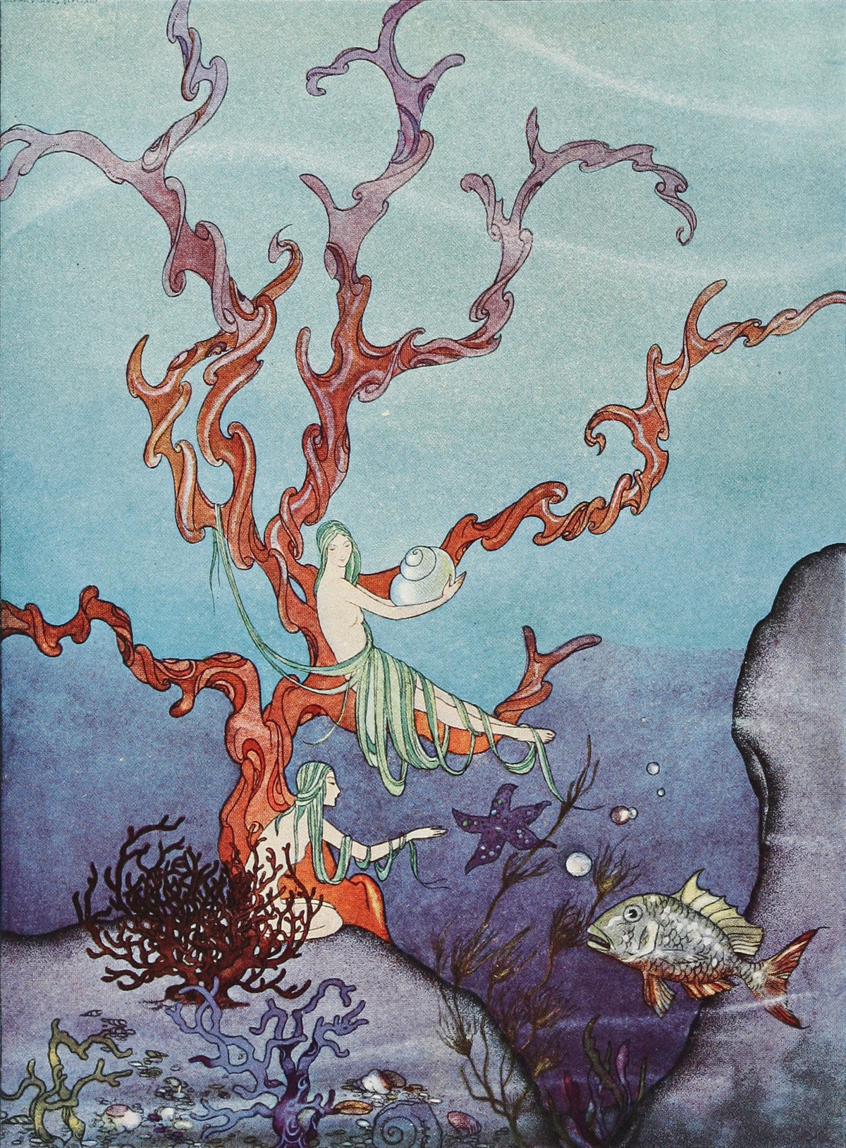 Virginia Frances Sterrett — The Pomegranate Seeds: They brought along with them a great many beautiful shells | Fairy Tale Illustration Print