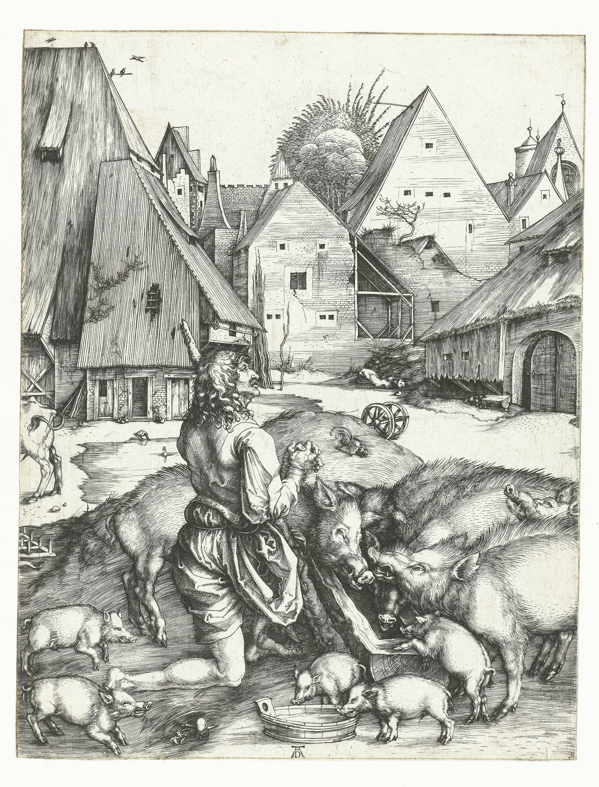 Albrecht Dürer — The Prodigal Son Amid the Swine | Engraving Print