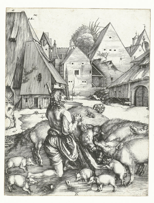 Albrecht Dürer — The Prodigal Son Amid the Swine | Engraving Print