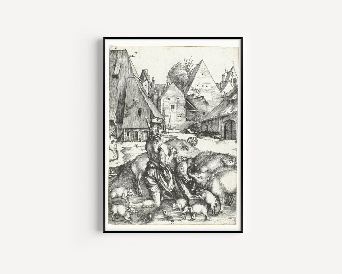 Albrecht Dürer — The Prodigal Son Amid the Swine | Engraving Print