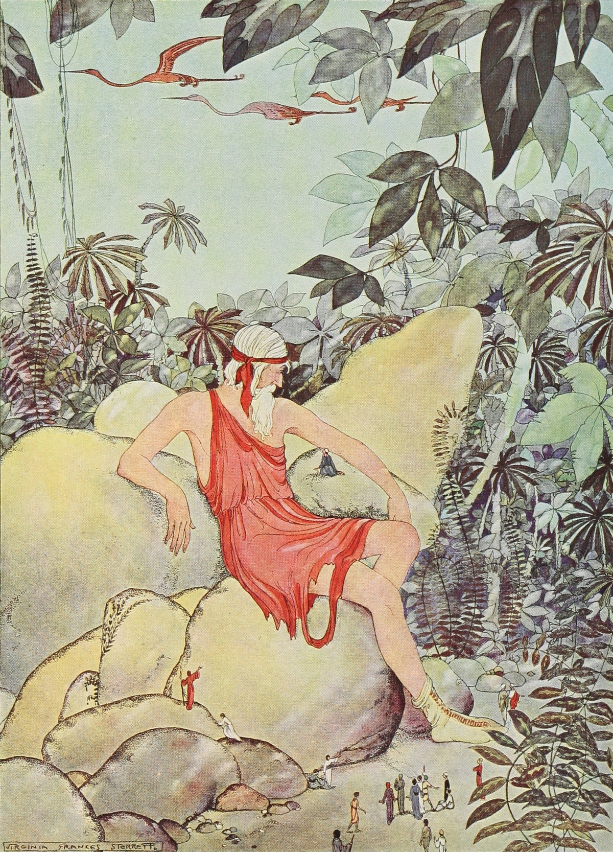 Virginia Frances Sterrett — The Pygmies: The giant gave them his brotherly kindness | Fairy Tale Illustration Print