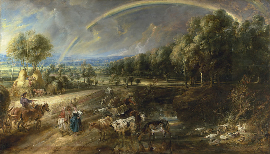 Peter Paul Rubens — The Rainbow Landscape | Fine Art Print shown to scale on a wall above a sofa