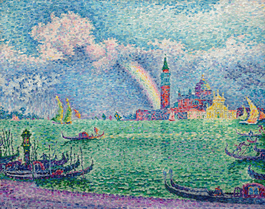 Paul Signac — The Rainbow, Venice | Fine Art Print shown to scale on a wall above a sofa