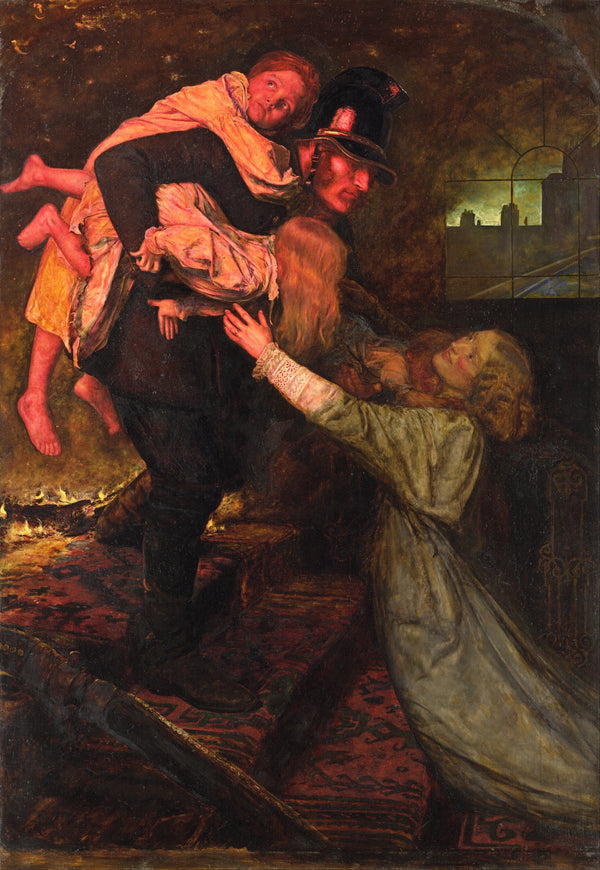 John Everett Millais — The Rescue | Pre-Raphaelite Art Print