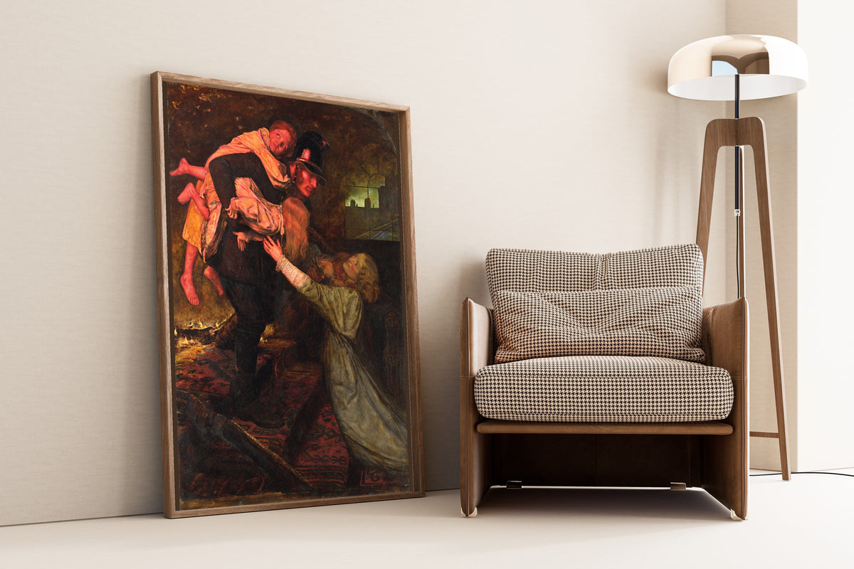 John Everett Millais — The Rescue | Pre-Raphaelite Art Print