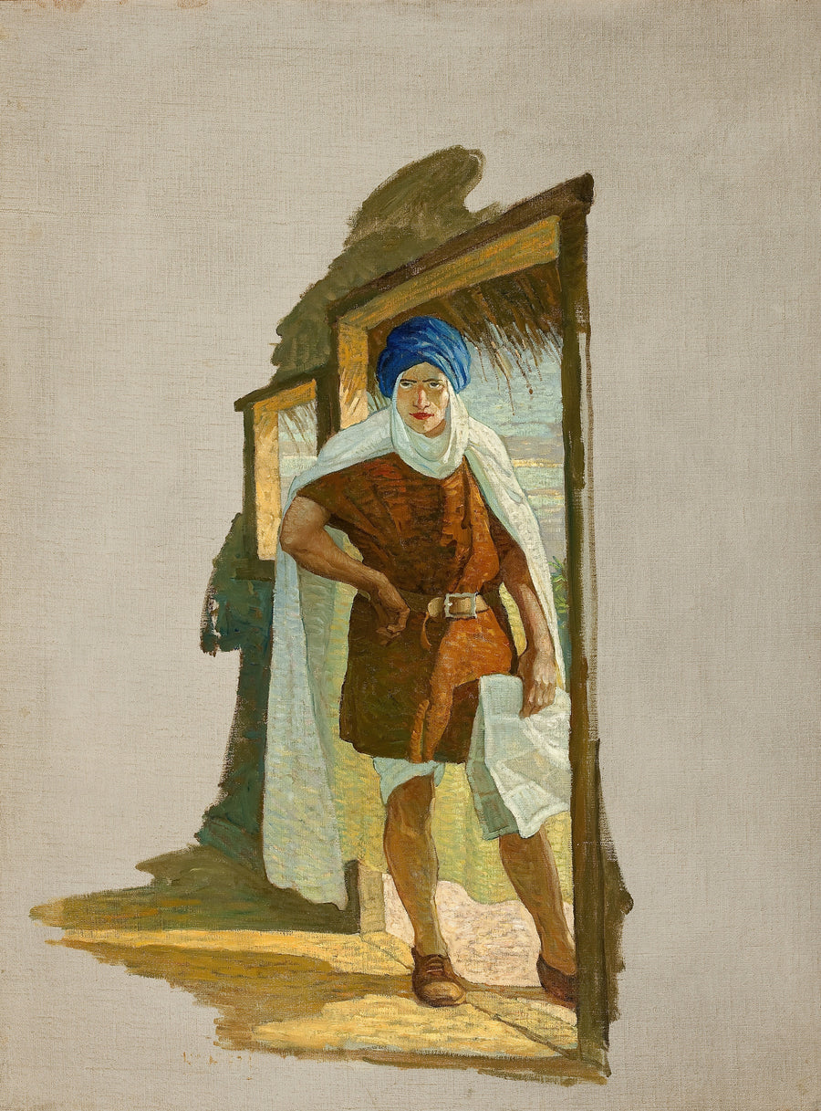 N. C. Wyeth — The Return of the Four | Illustration Art Print shown to scale on a wall above a sofa