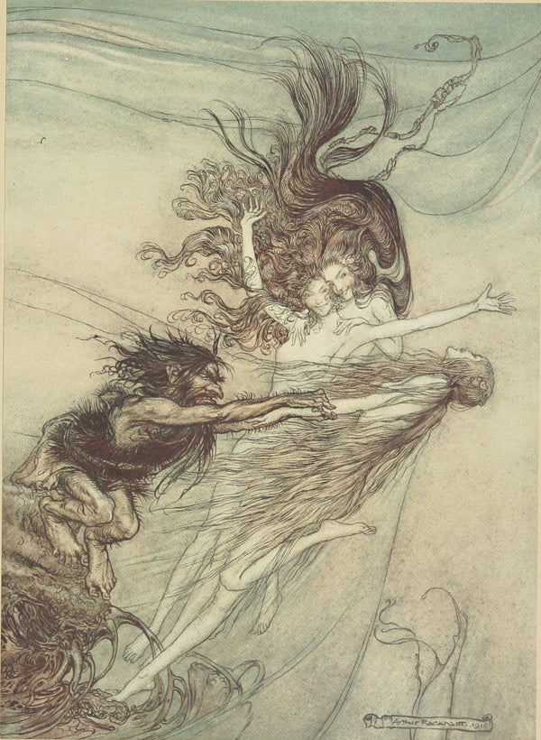 Arthur Rackham — The Rhine-Maidens Teasing Alberich | Wagner Illustration Print