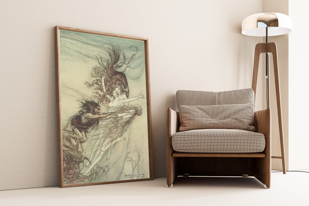 Arthur Rackham — The Rhine-Maidens Teasing Alberich | Wagner Illustration Print