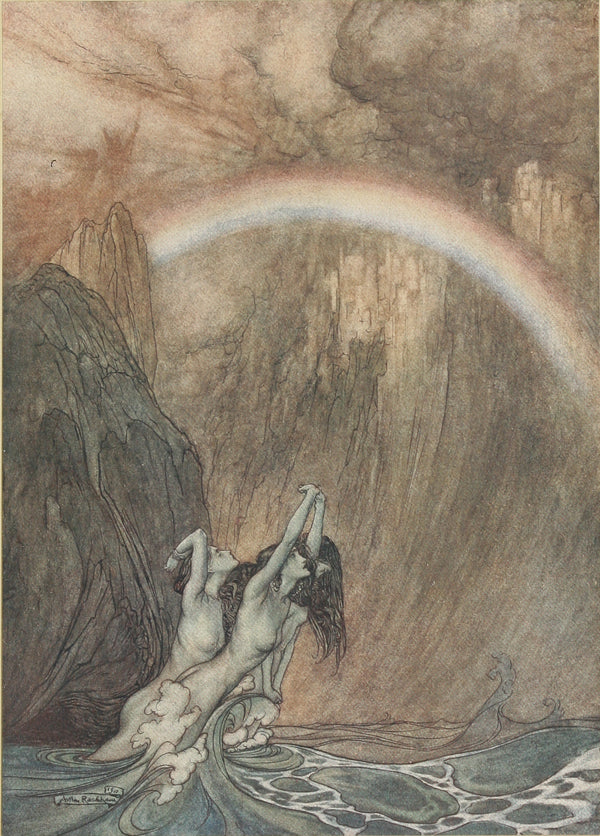 Arthur Rackham — The Rhine's Fair Children, Bewailing Their Lost Gold, Weep | Wagner Illustration Print