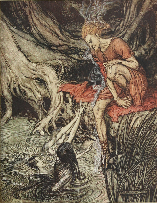 Arthur Rackham — The Rhine's Pure-Gleaming Children Told Me of Their Sorrow | Wagner Illustration Print