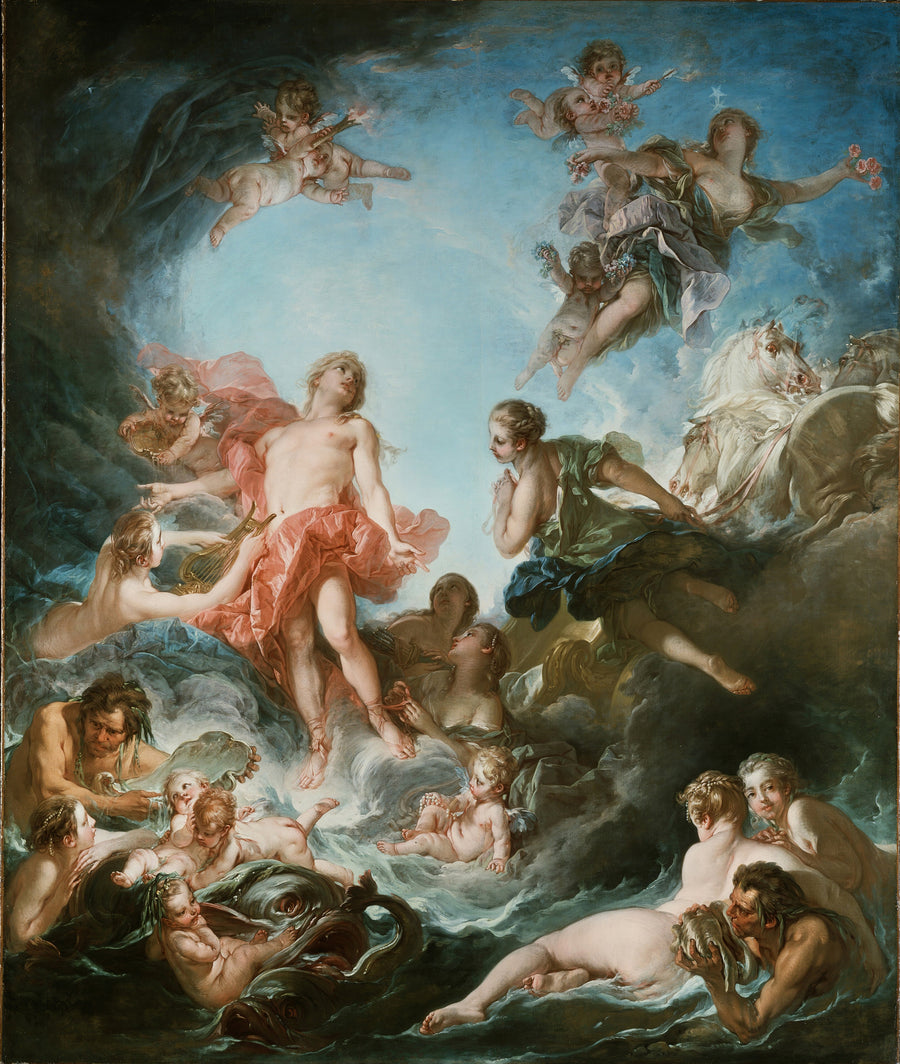 François Boucher — The Rising of the Sun | Fine Art Print shown to scale on a wall above a sofa