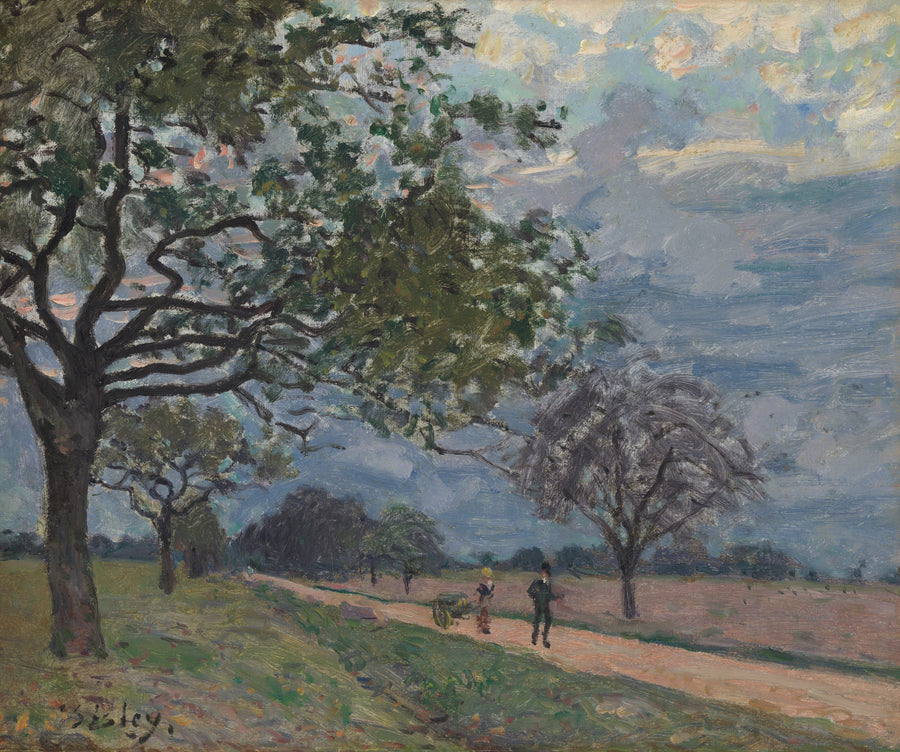Alfred Sisley — The Road from Versailles to Louveciennes | Fine Art Print shown to scale on a wall above a sofa