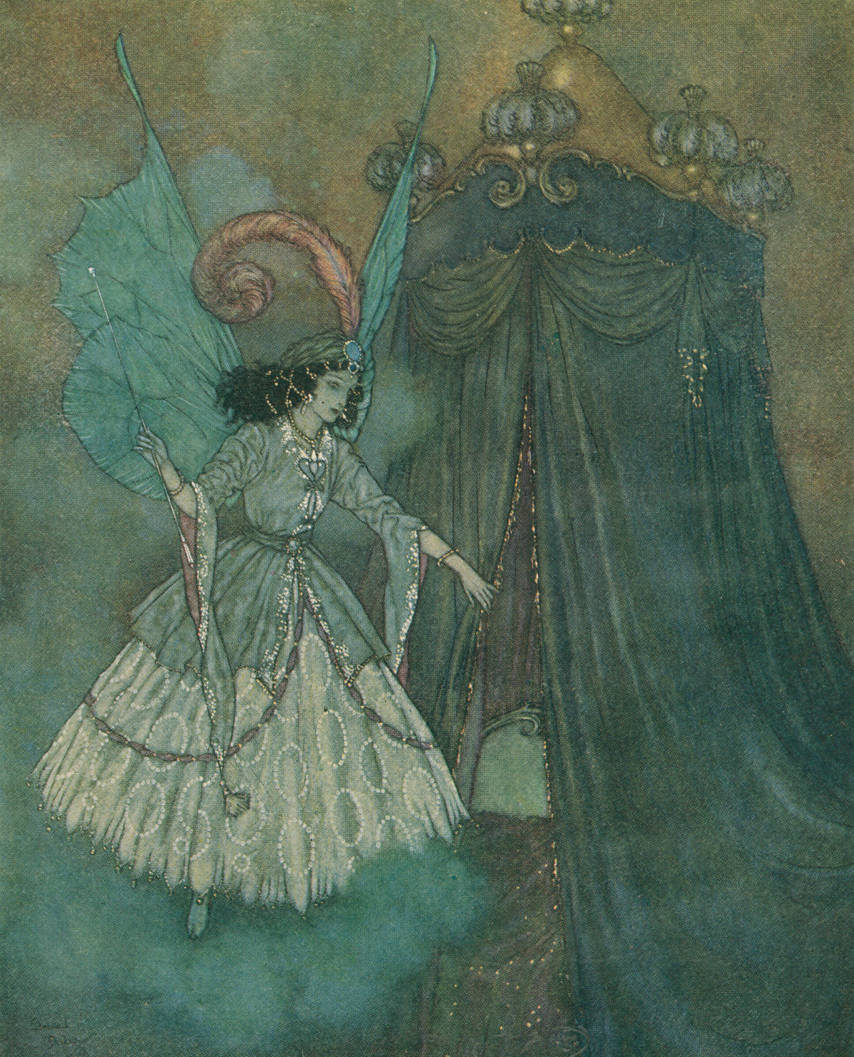 Edmund Dulac — The Sleeping Beauty and Other Fairy Tales: A Stately and Beautiful Lady | Fairy Tale Illustration Print