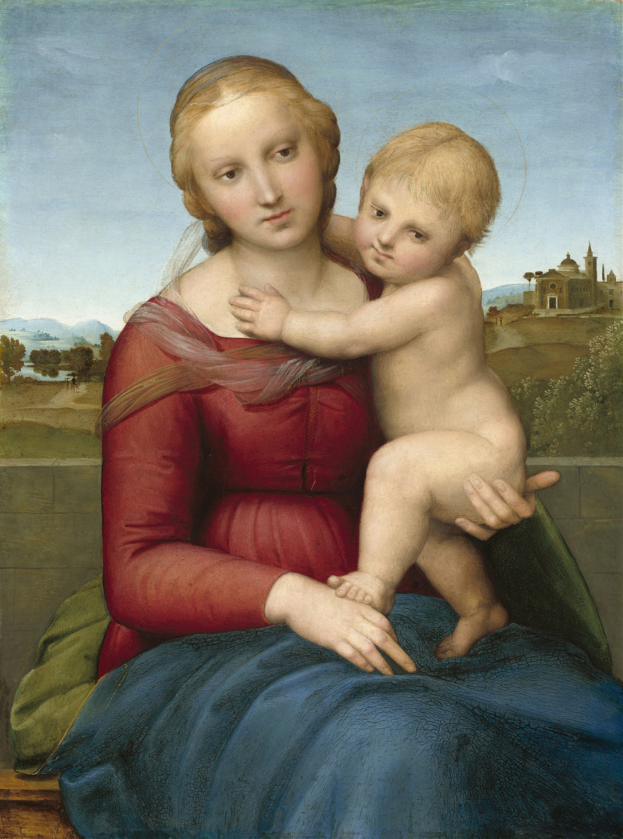 Raphael — The Small Cowper Madonna | Fine Art Print shown to scale on a wall above a sofa