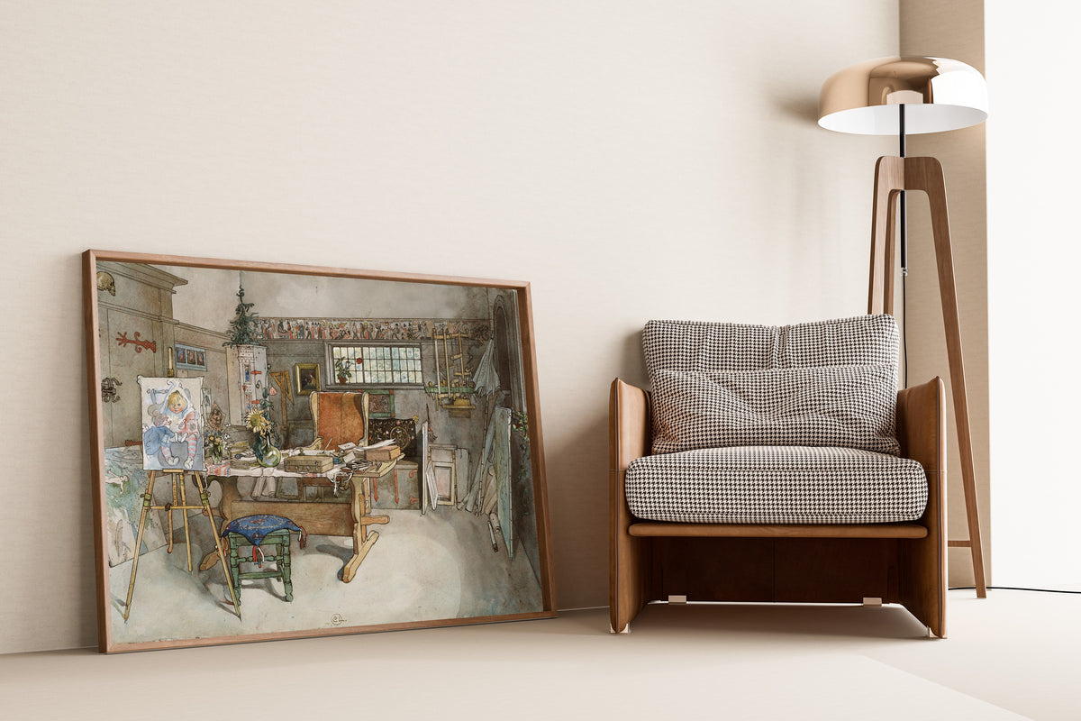 Carl Larsson — The Studio (Easel and Sunflower) | Swedish Watercolour Print