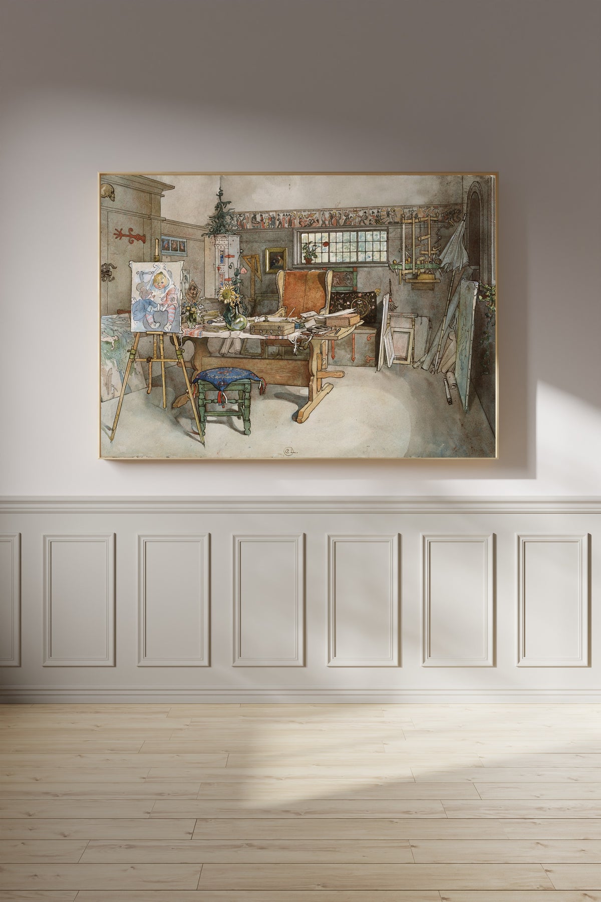 Carl Larsson — The Studio (Easel and Sunflower) | Swedish Watercolour Print
